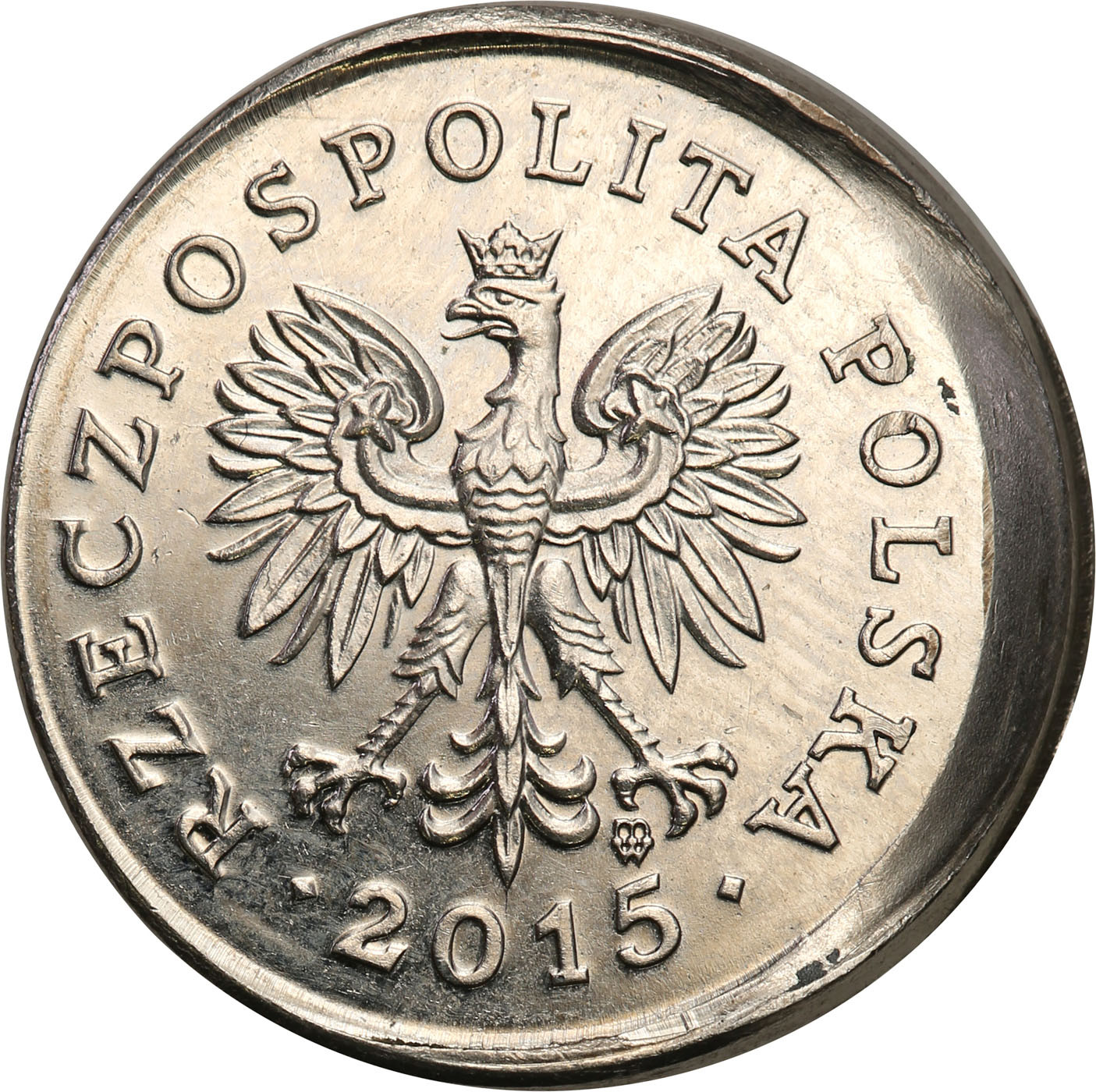 III RP. 20 groszy 2015 przesunięty stempel – DESTRUKT